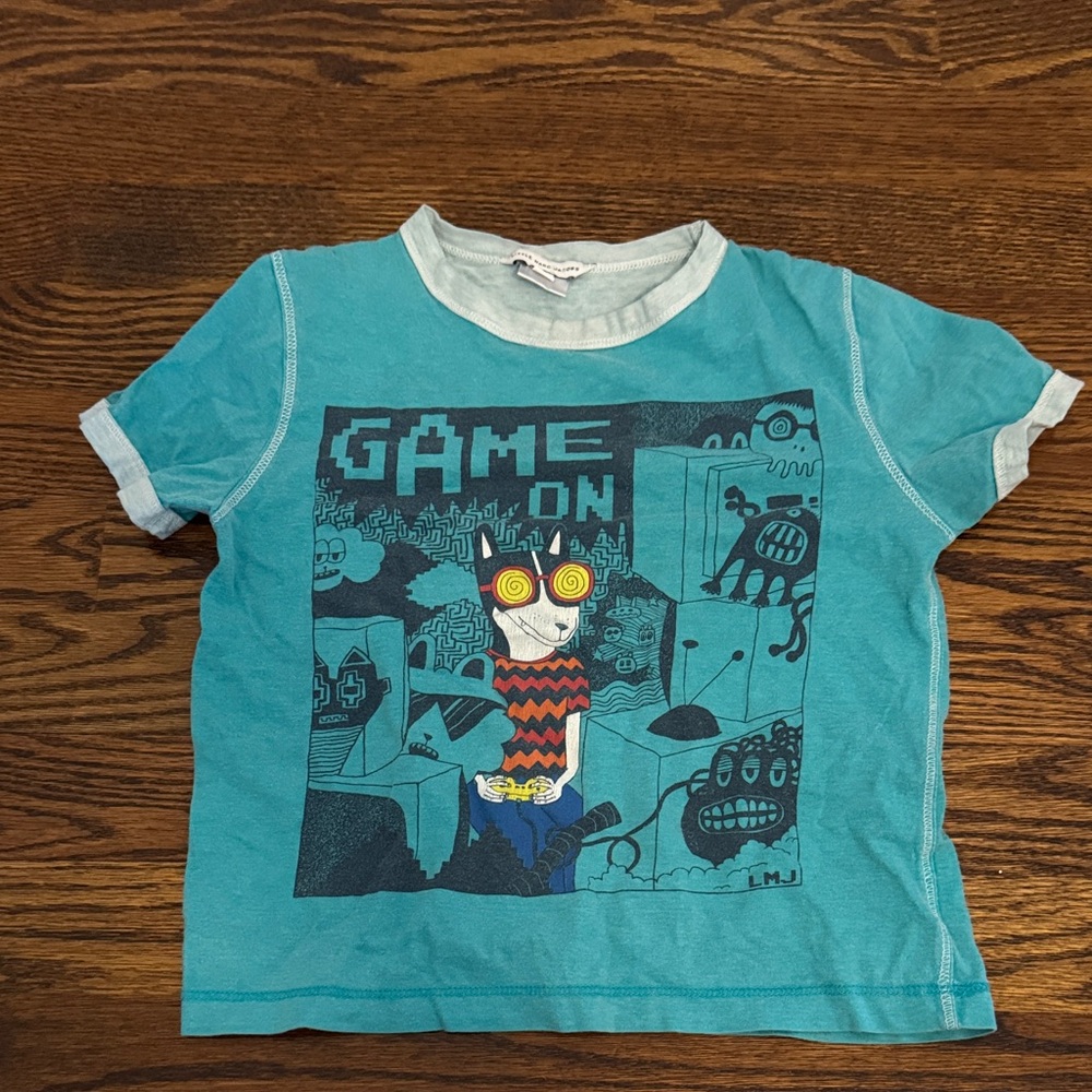Little Marc Jacobs Turquoise Graphic Tee for boys size 6